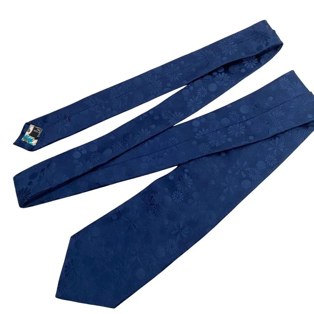 Paul Smith Men's Floral Jacquard Silk Tie Blue With Floral Lining Made In Italy